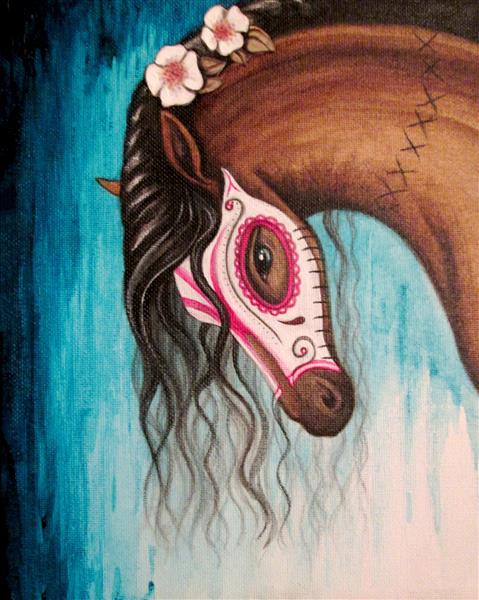 اسب نقابدار نقاشی رنگ روغن