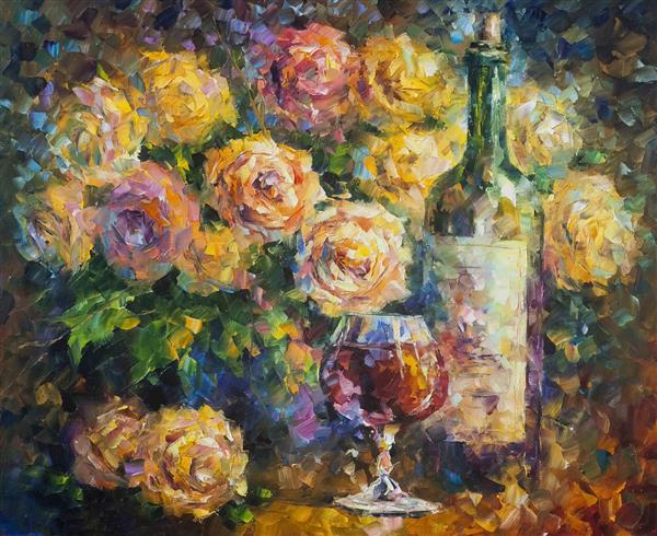 گلدان و شراب اثر لئونید افرموف نقاشی 