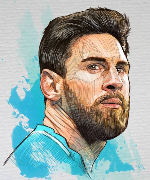 لیونل مسی ستاره فوتبال آرژانتین نقاشی دیجیتال از چهره