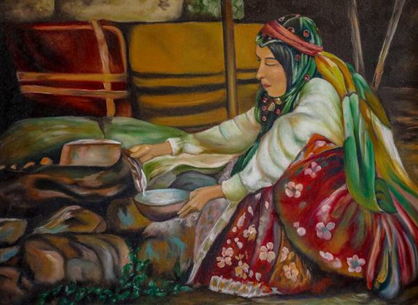 دختر عشایر نقاشی رنگ روغن