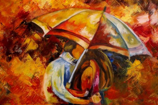 چتر عشق اثر نقاشی رنگ روغن