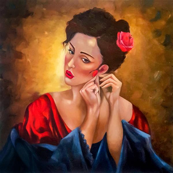 پیشواز تابلو نقاشی دختری با گوشواره قرمز