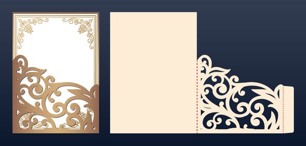 قالب بردار کارت دعوت عروسی را برش دهید دعوت عروسی یا پاکت سلام با تزئینات انتزاعی کارت باز مناسب برای کارت های تبریک دعوت نامه ها منوها