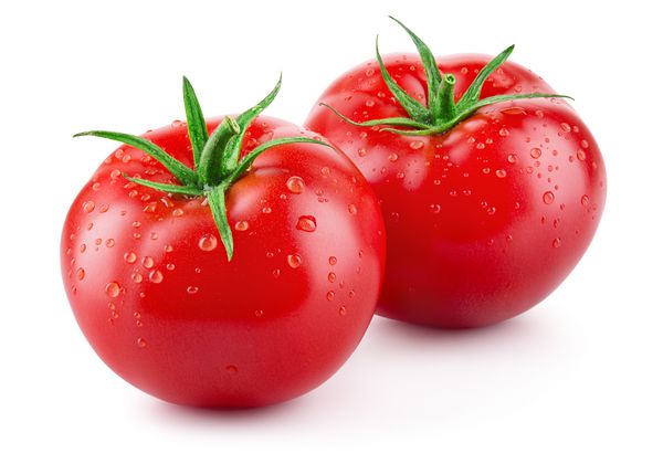 گوجه فرنگی های جدا شده روی سفید گوجه فرنگی با قطره عمق کامل میدان