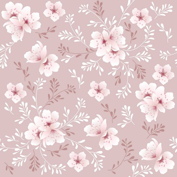 پس زمینه گل بدون درز با الگوی شکوفه گیلاس
