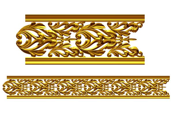 بخش طلایی زینتی amp nbsp ؛ تمایل amp؛ نسخه مستقیم برای یخ زدگی قاب یا حاشیه تصویر سه بعدی روی سفید جدا شده است
