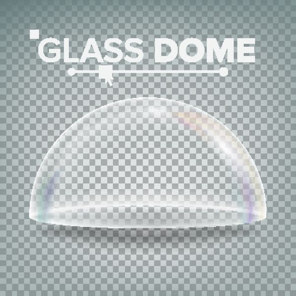 وکتور گنبد شیشه ای عنصر طراحی نمایشگاه کلاه نیم کره گنبد کریستالی خالی سه بعدی واقع بینانه در تصویر زمینه شفاف جدا شده است