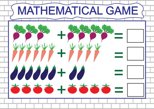 یادگیری علاوه بر این به عنوان مثال از سبزیجات برای کودکان شمارش فعالیت بازی آموزشی ریاضی برای کودکان تصویر برداری
