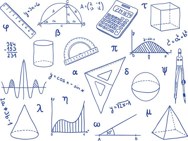 تصویر ریاضیات لوازم مدرسه شکل ها و عبارات هندسی نمادهای نماد ریاضی فناوری مهندسی و آموزش doodles طراحی نقشه ریاضی یا فیزیک