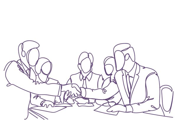 مفهوم دست دادن دو رهبر مرد تجاری که در حال تکان دادن دست و ابله ابله هستند بر سر جلسه دیدار تیم های موفق تصویر برداری