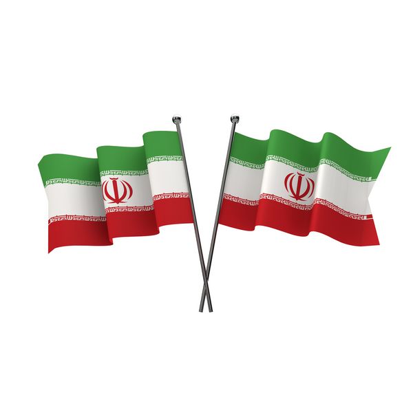 پرچم های ایران از روی زمینه سفید جدا شده و از هم جدا شده بودند ارائه سه بعدی