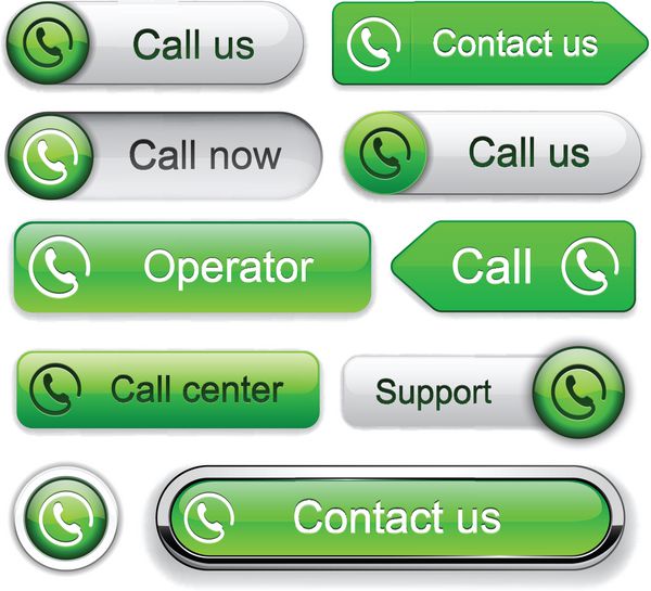 با دکمه های وب سبز برای وب سایت یا برنامه تماس بگیرید وکتور eps10