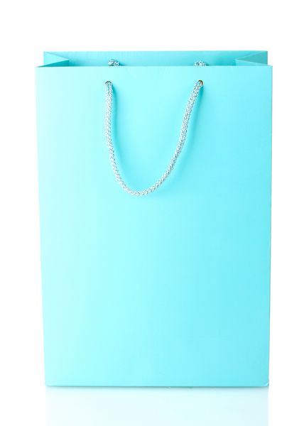 کیسه خرید آبی جدا شده بر روی سفید