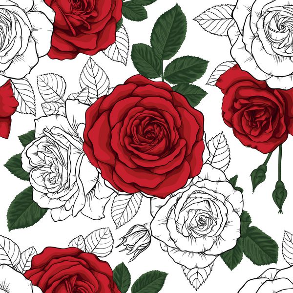 الگوی پرنعمت زیبا و پرنعمت با گلهای قرمز سیاه و سفید طراحی کارت پستال و دعوت عروسی تولد روز روز مادر و تعطیلات دیگر