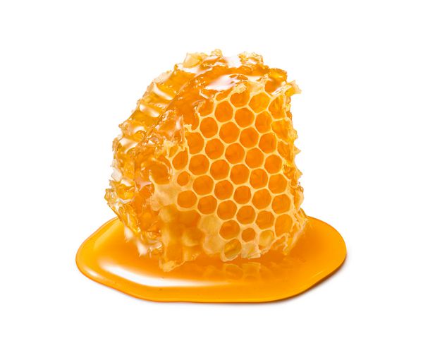قطعه لانه زنبوری برش عسل جدا شده در پس زمینه سفید عنصر طراحی بسته