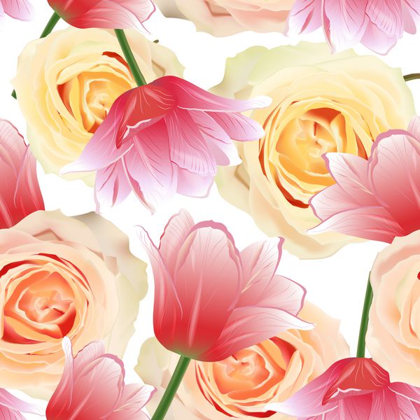 الگوی بدون درز با گل بنفشه و گلهای رز الگوی گلدار مدرن برای پارچه کاغذ دیواری چاپ بسته بندی هدیه دکوپاژ بسته بندی تبریک و یا عروسی