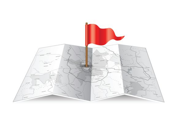 نماد نقشه وکتور با پرچم قرمز