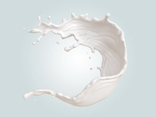 پاشیدن شیر سفید تصویر سه بعدی با مسیر قطع