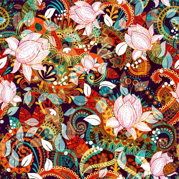 الگوی گلدار و رنگارنگ رنگارنگ نقوش طبیعت تزئینی با ماگنولیاها