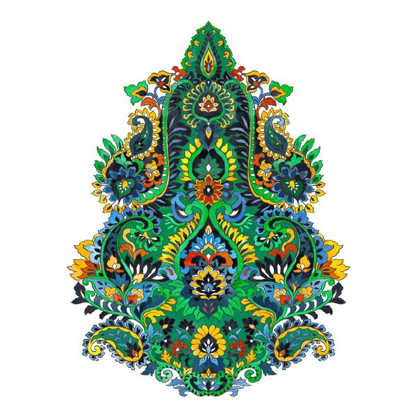 الگوی رنگارنگ پرنسسی هندی رنگی عنصر طراحی تزئینات آبرنگ با رنگ آندره که بر روی زمینه سفید جدا شده است