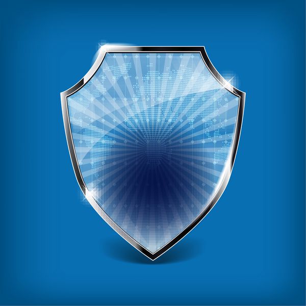 سپر امنیتی براق در زمینه آبی مکان برای متن یا نماد خود