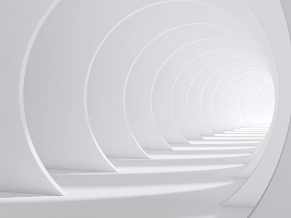 تونل خمیده سفید پس زمینه CG مدرن 3D ارائه تصویر