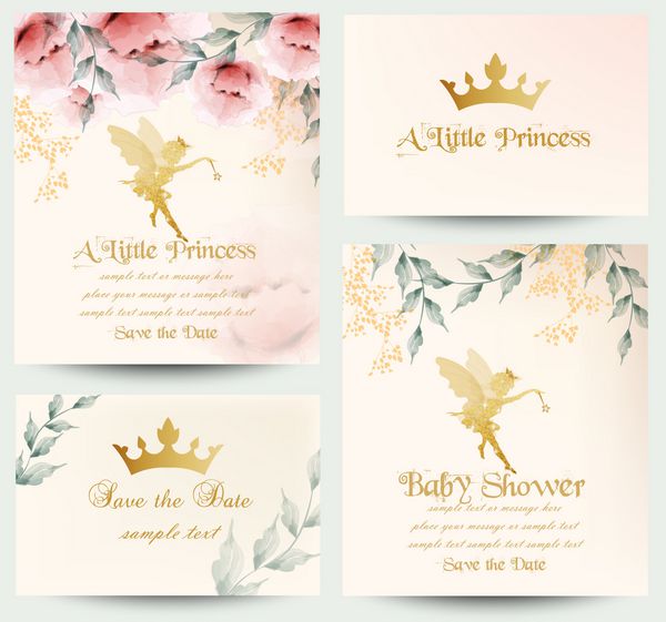 تولدت مبارک کارت های شاهزاده خانم بردار تنظیم شده است دسته گلهای ظریف گل