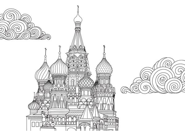 طراحی خط هنری سنت ریحان در مسکو روسیه برای عنصر طراحی و صفحه کتاب رنگ آمیزی تصویر برداری
