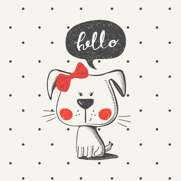توله سگ ناز توله سگ کارتون تصویر برداری دست کشیده می توان برای چاپ تی شرت کودک طراحی مد چاپ لباس کودکان تبریک جشن تولد کودک و کارت دعوت استفاده کرد