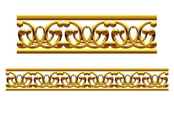 بخش طلایی زینتی € urcurlicue amp ؛ نسخه مستقیم برای یخ زدگی قاب یا حاشیه تصویر سه بعدی روی سفید جدا شده است