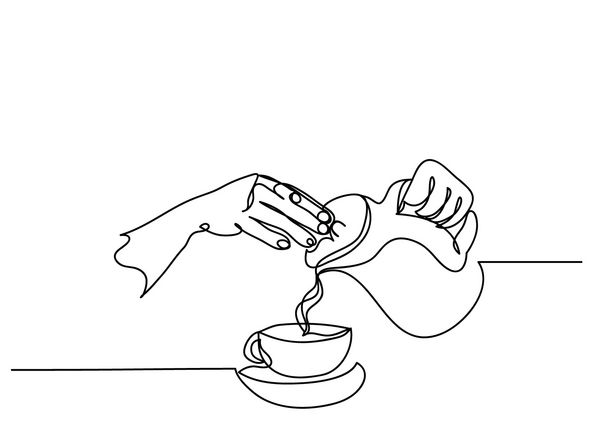 هنر مداوم خط یا یک خط کشیدن قهوه درون یک لیوان ریخته می شود