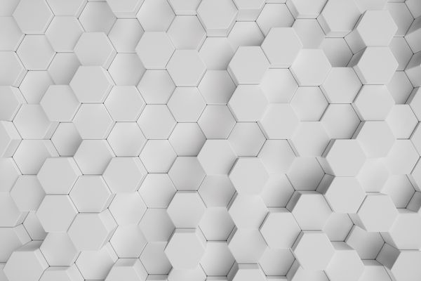 تصویر سه بعدی پس زمینه انتزاعی شش ضلعی هندسی سفید الگوی شش گوش سطح لانه زنبوری شش ضلعی