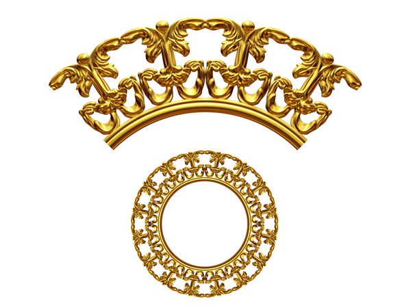 بخش تزئینی طلایی œ € œil و amp quot ؛ نسخه گرد زاویه نود درجه برای گوشه یا دایره تصویر 3D بر روی سفید جدا شده