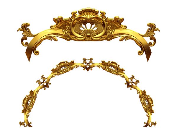 بخش تزئینی طلایی â € ictVictory amp quot ؛ نسخه گرد زاویه چهل و پنج درجه برای گوشه یا دایره شکل 3D بر روی سفید جدا شده