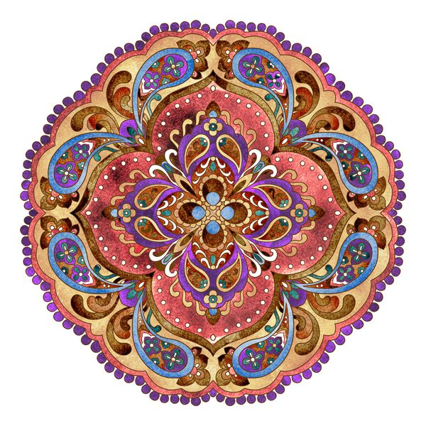 الگوی ماندالای گل عناصر طراحی پیرسیل زینتی آبرنگ با دست بکشید