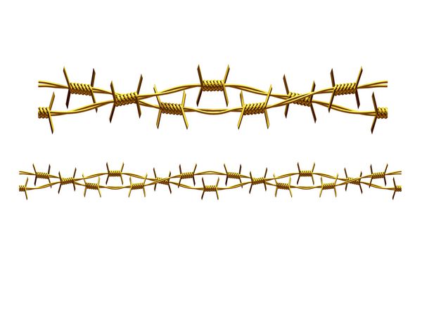 بخش طلایی تزئینی € âBarbed Wire amp ؛ نسخه مستقیم برای یخ زدگی قاب یا حاشیه تصویر سه بعدی روی سفید جدا شده است