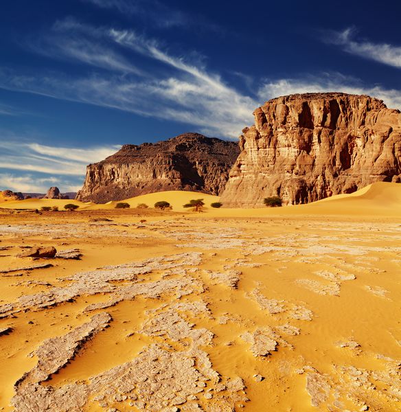 تپه های ماسه ای و سنگها صحرا صحرا الجزایر