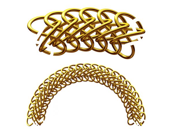 بخش تزئینی طلایی نسخه round € itknit amp quot ؛ نسخه گرد زاویه چهل و پنج درجه برای گوشه یا دایره تصویر 3D بر روی سفید جدا شده