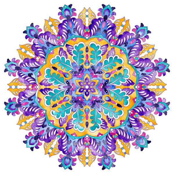 الگوی دایره ای رنگ آبرنگ المان های طراحی ماندالیای زینتی تزئینی
