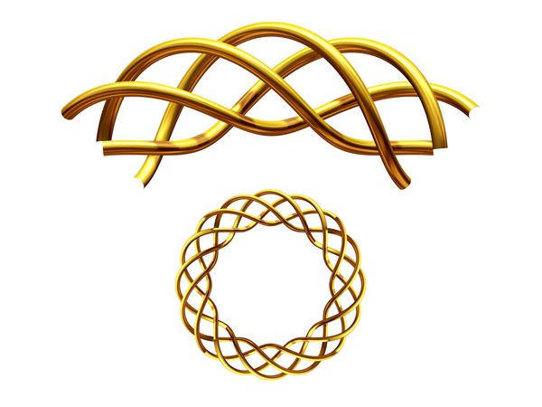 بخش تزئینی طلایی مارپیچ amp € amp quot ؛ نسخه گرد زاویه نود درجه برای گوشه یا دایره تصویر 3D بر روی رنگ سفید جدا شده
