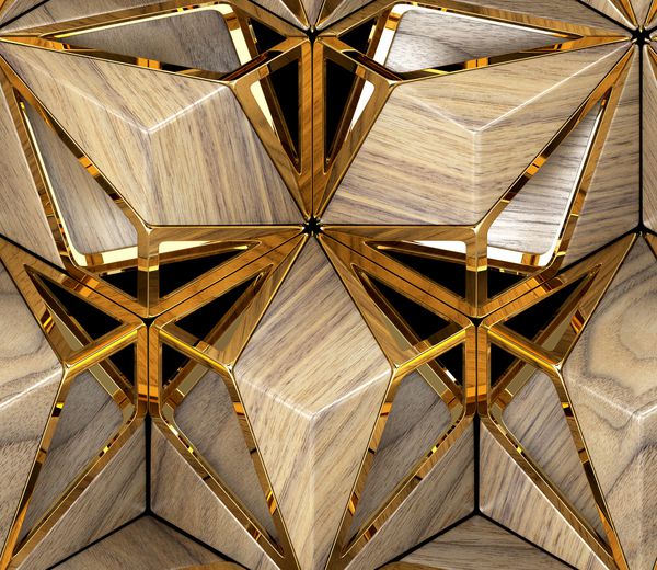 کاشی های سه بعدی چوب Eco با عناصر فلزی طلا در زمینه سیاه بلوط چوب مواد بافت واقع بینانه بدون درز با کیفیت بالا