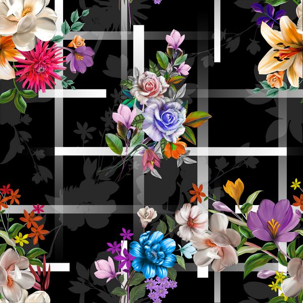 زمینه هندسی گل ها پر از عاشقانه طراحی هنری برگ و گل هستند