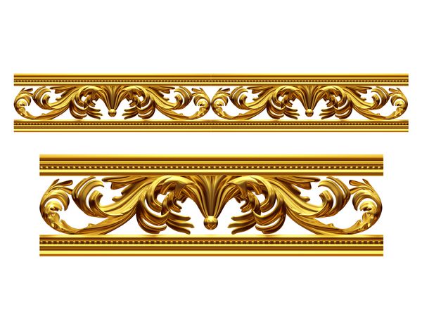بخش طلایی تزئینی € ockrock amp ؛ نسخه مستقیم برای یخ زدگی قاب یا حاشیه تصویر سه بعدی روی سفید جدا شده است