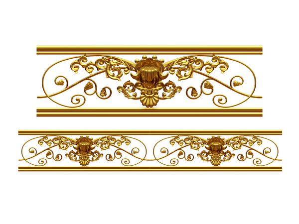 بخش طلایی تزئینی œ € œgentle amp ؛ نسخه مستقیم برای یخ زدگی قاب یا حاشیه تصویر سه بعدی روی سفید جدا شده است