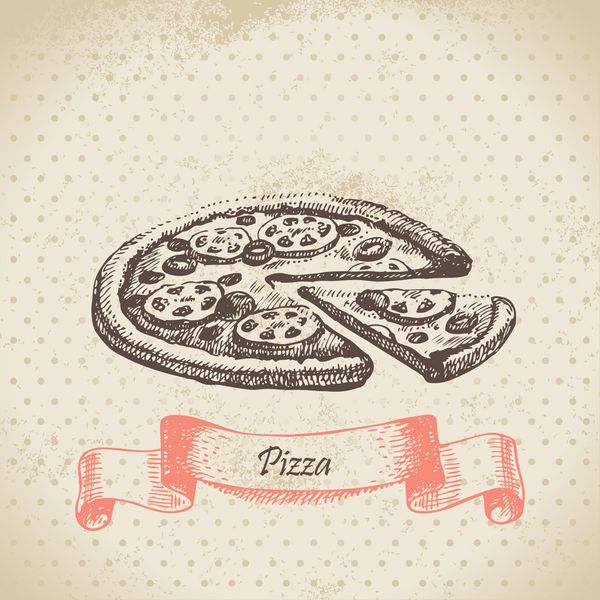 پیتزا تصویر کشیده شده دست