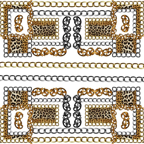 باروک طلایی و زنجیره ای از بستر پلنگ زنجیر