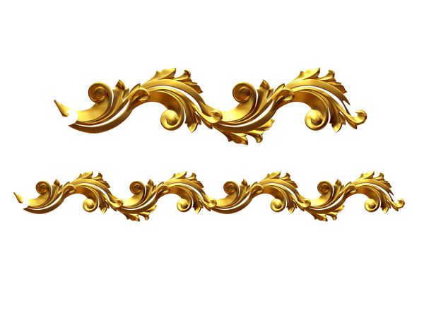 بخش طلایی تزئینی نسخه مستقیم برای یخ زدایی قاب یا حاشیه تصویر سه بعدی از هم جدا شده است