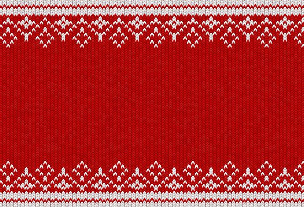 الگوی نساجی بافتنی تصویر برداری بافت لباس گرم پس زمینه بافته شده قرمز با تزئینات زمستانی سفید