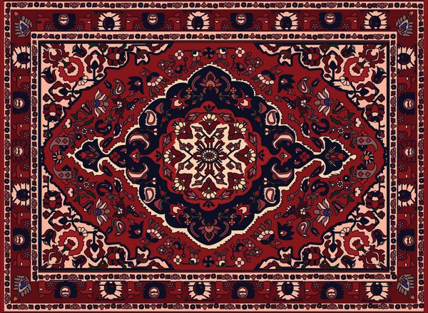 فرش ایرانی بافت بردار قبیله ای ویرایش و تغییر چند رنگ آسان توسط پنجره swatch