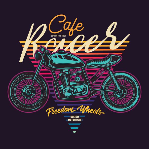 پوستر موتور سیکلت Cafe Racer Vintage تصویر برداری طراحی تی شرت